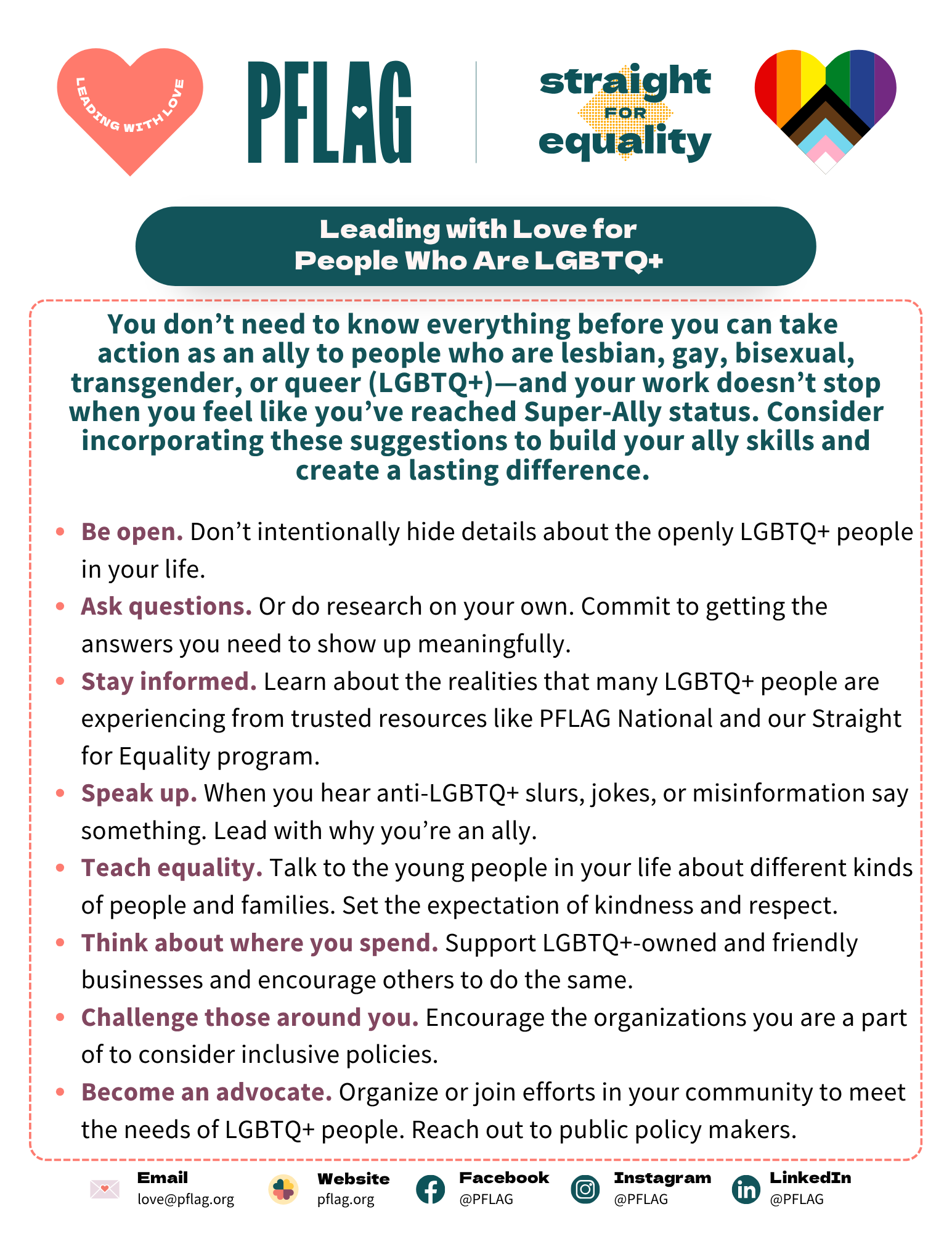 Flyer that reiterates the recommendations above.