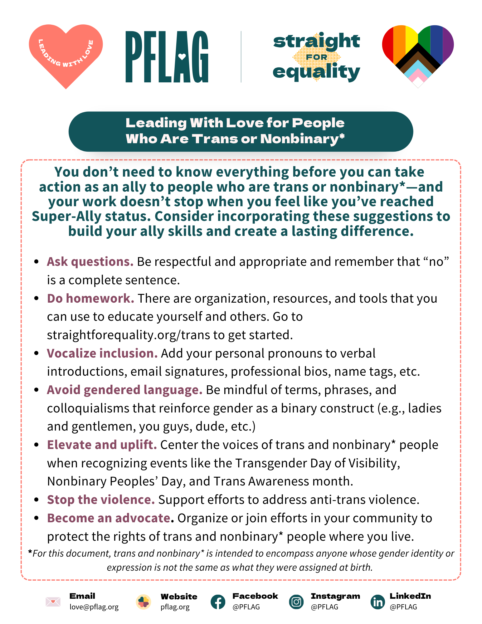 Flyer reiterating the recommendations above.